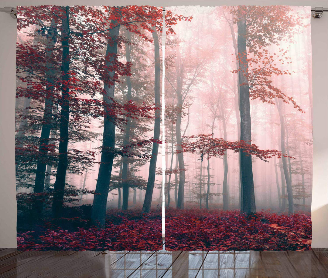 ABAKUHAUS Wald Rustikaler Vorhang, Herbst-Fall-Natur Woods, Wohnzimmer Universalband Gardinen mit Sc