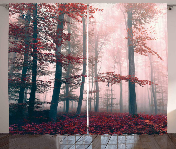 ABAKUHAUS Wald Rustikaler Vorhang, Herbst-Fall-Natur Woods, Wohnzimmer Universalband Gardinen mit Sc