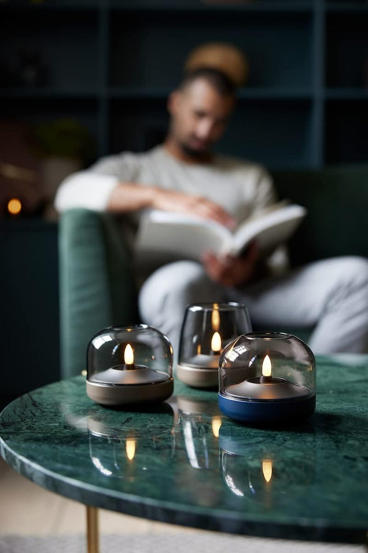 Kooduu Glow 10 Glas-Kerzenhalter - Luxuriöses dänisches Design, Höhe 9 cm, Kobaltblau Cobalt Blue, C