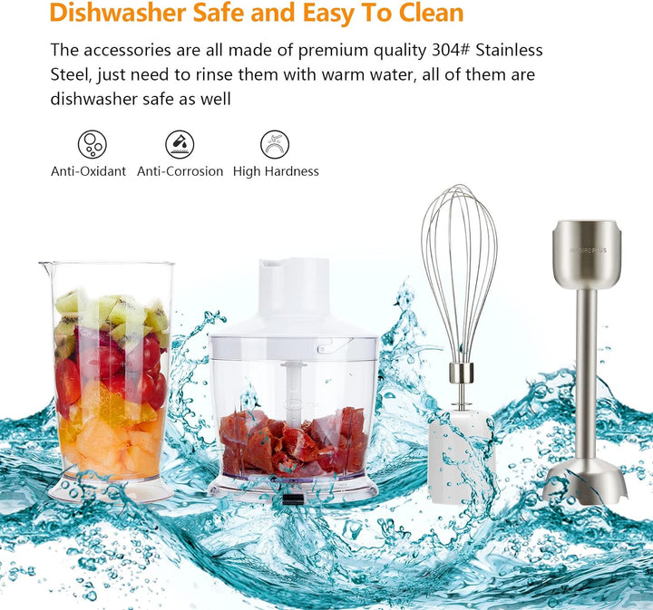 Inkbird Stabmixer Set, 4 in 1 Elektrische Stabmixer mit 6 sechs einstellbaren Stufen, 600 Watt Pürie
