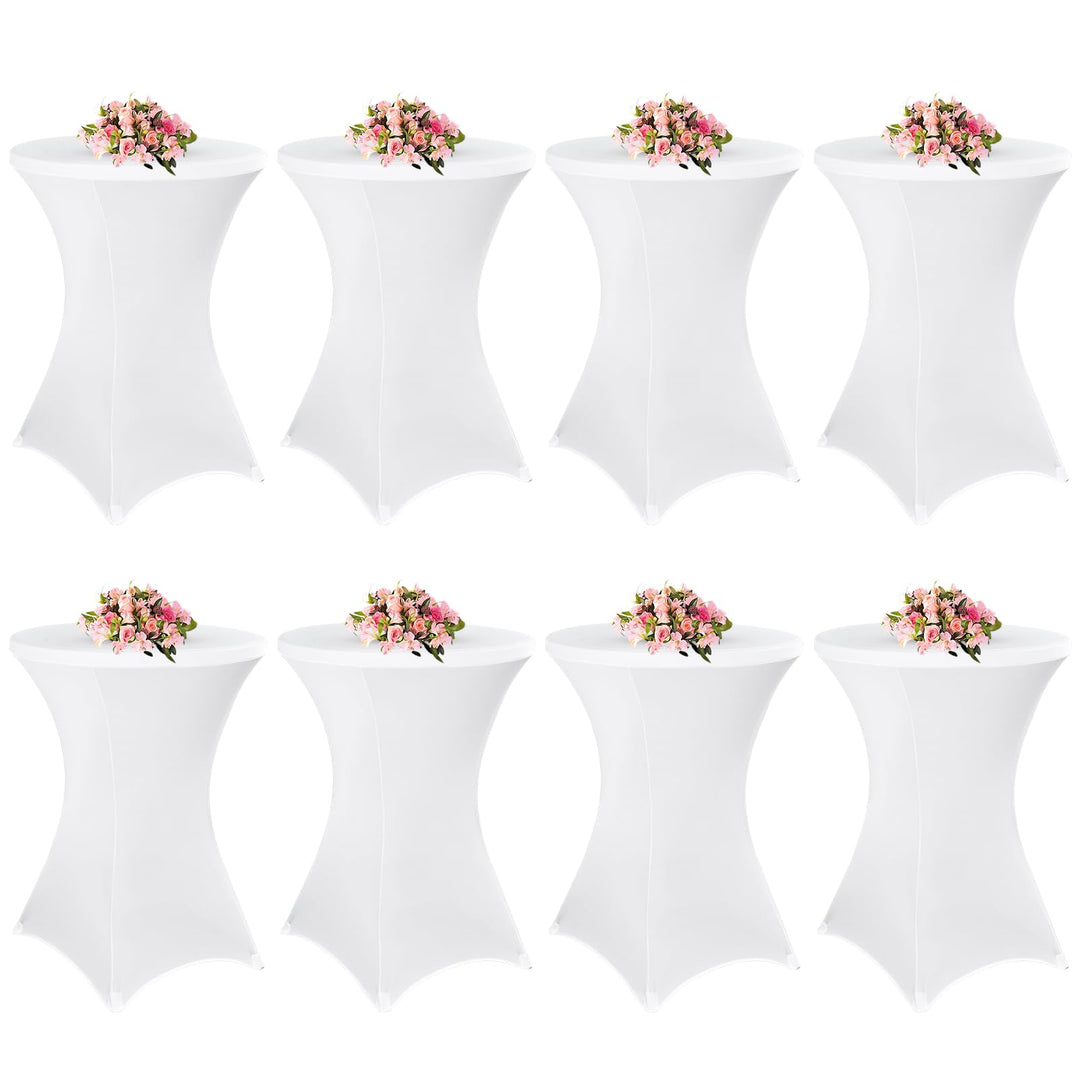 8 Stück Weiss Stehtisch Hussen Stehtische, Stehtischhusse für Ø 80-85 cm Stehtische und Bistrotische