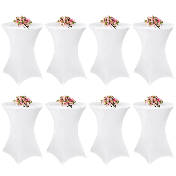 8 Stück Weiss Stehtisch Hussen Stehtische, Stehtischhusse für Ø 80-85 cm Stehtische und Bistrotische