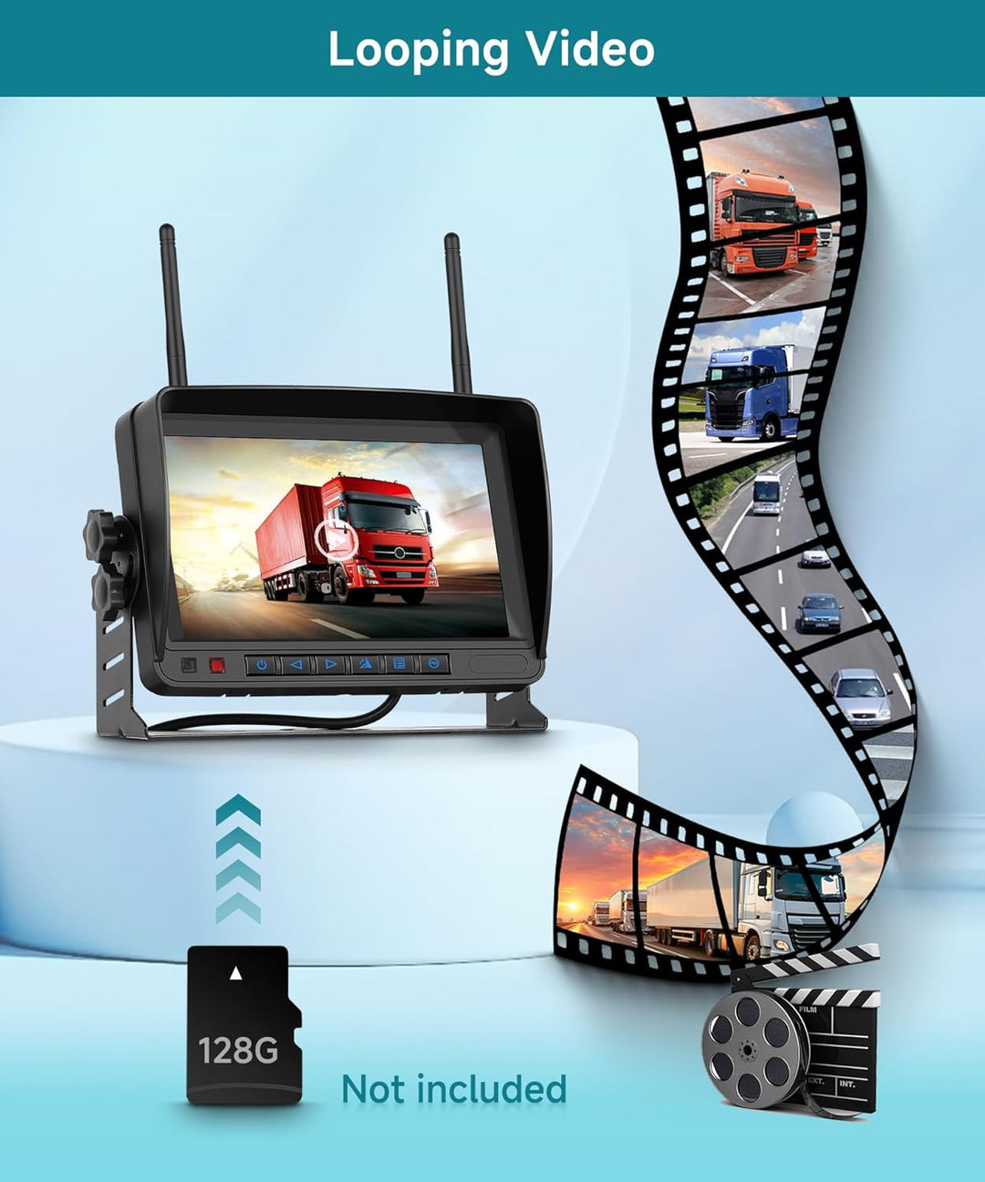 Podofo Digitales RüCkfahrkamera Kabellos FHD 1080p 2X RüCkfahrkameras Mit 7 Inch LCD Monitor IP69 wa