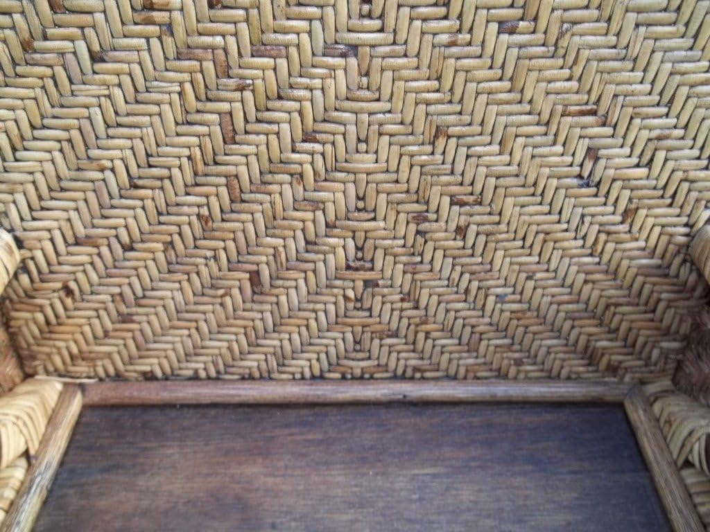 S Wandregal, Hängeregal aus Rattan-Peelgeflecht und Holz mit Aufhängung
