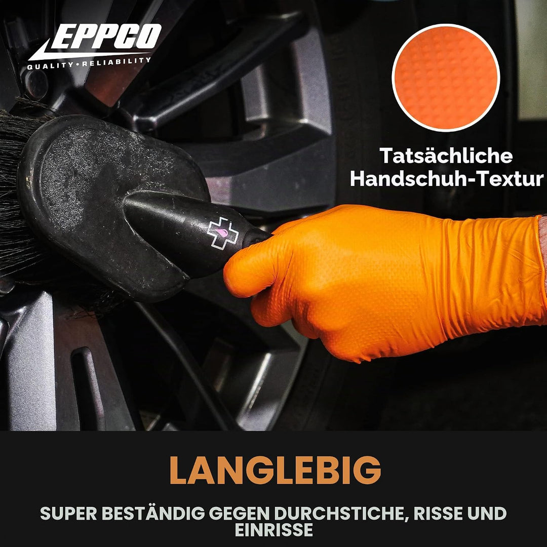 Kunzer Nitril-Einweghandschuhe Orange Tiger Grip Grösse XL (Dispenser mit 90 Stück) XL (90 Stück), X