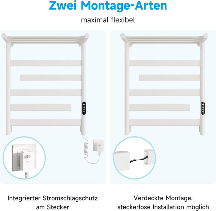 SONNI Elektrischer Handtuchheizkörper mit WLAN &amp; Alexa, 140W Handtuchwärmer mit Ablage &amp; 180° Drehba