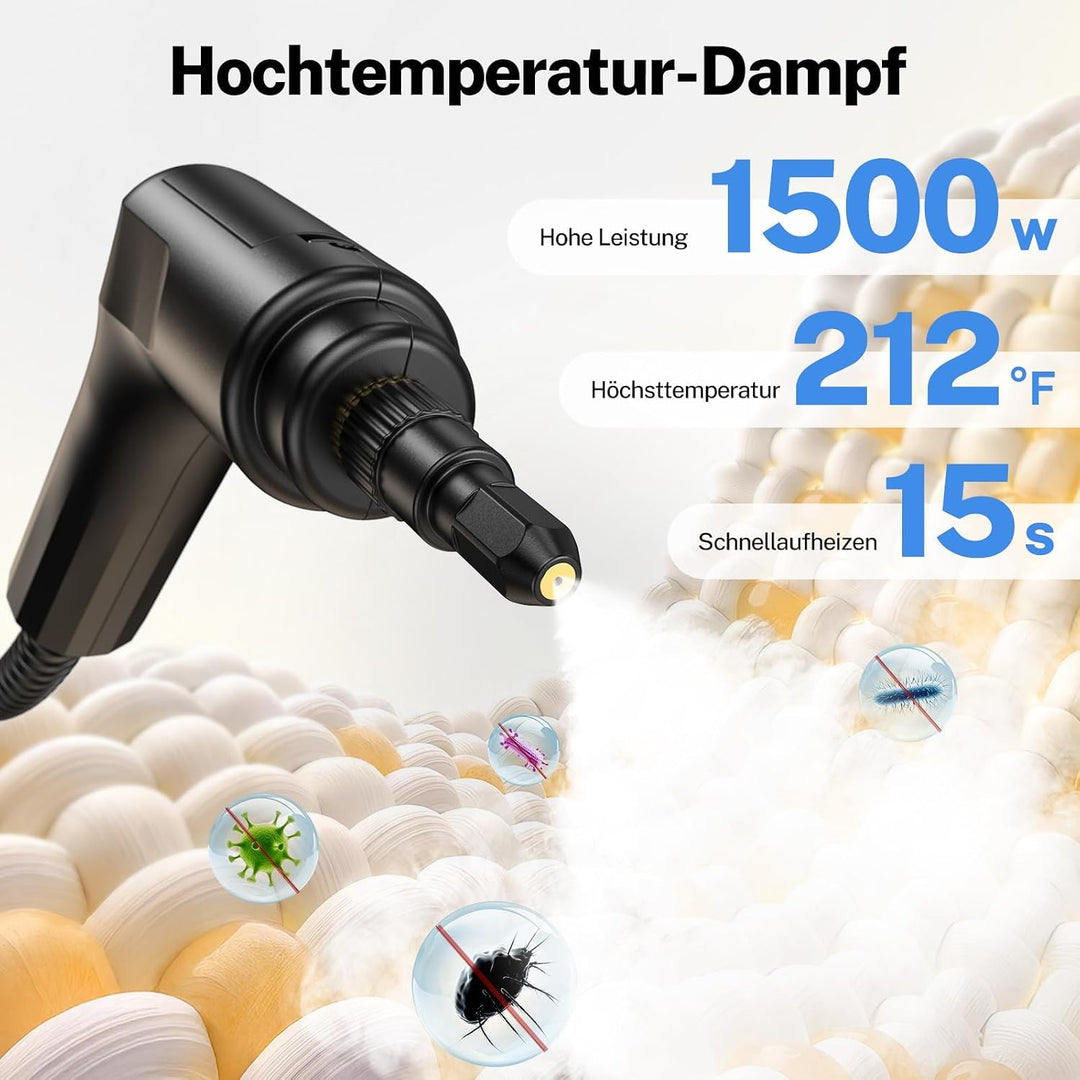 ODSD Dampfreiniger für Haushalt und Auto, 3-stufig einstellbarer Dampfreiniger, 15 Sekunden Aufheizz