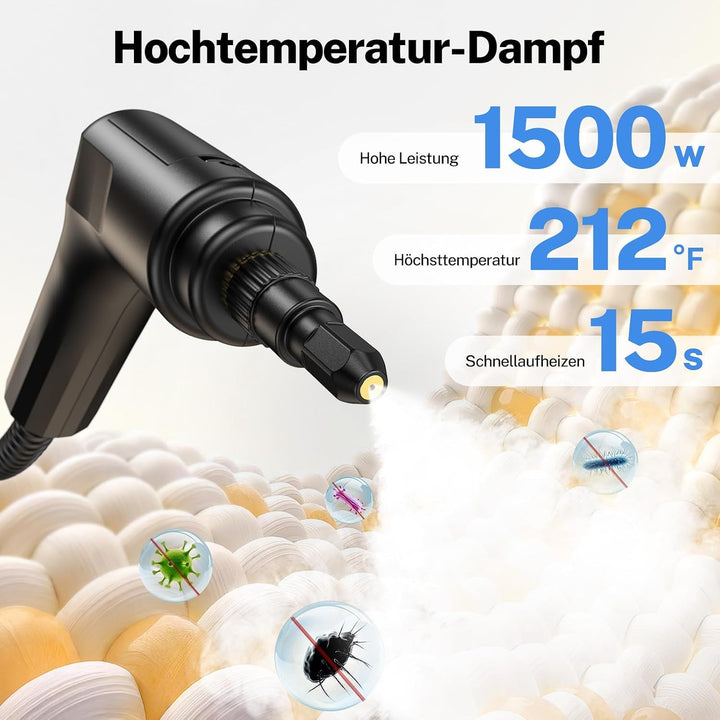 ODSD Dampfreiniger für Haushalt und Auto, 3-stufig einstellbarer Dampfreiniger, 15 Sekunden Aufheizz