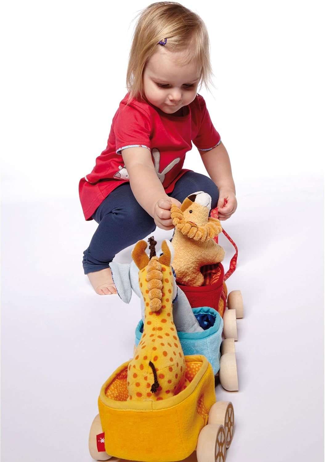 SIGIKID 41083 Safari-Zug Soft PlayQ Mädchen und Jungen Babyspielzeug empfohlen ab 3 Monaten mehrfarb