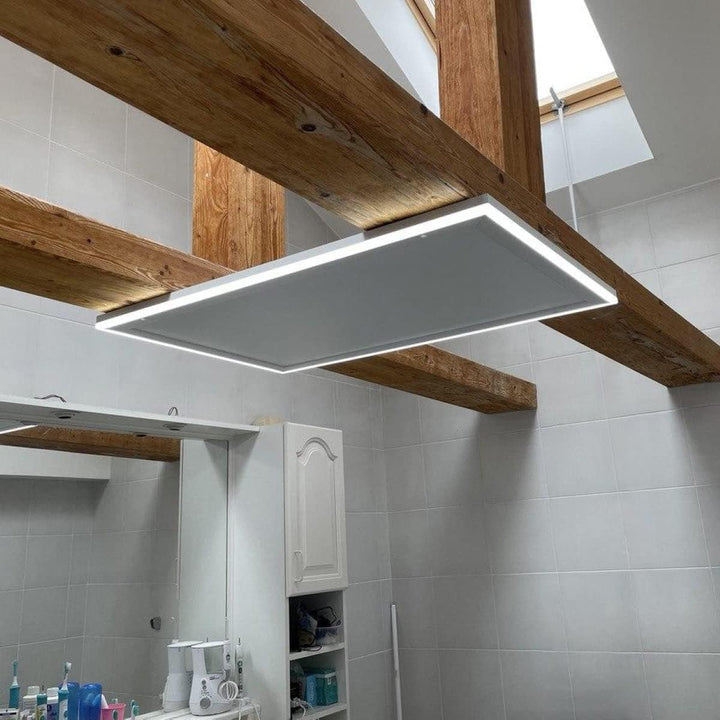 Infrarotheizung Deckenmontage 410 Watt (128x33cm), Deckenheizung Infrarot mit LED Beleuchtung, Infra