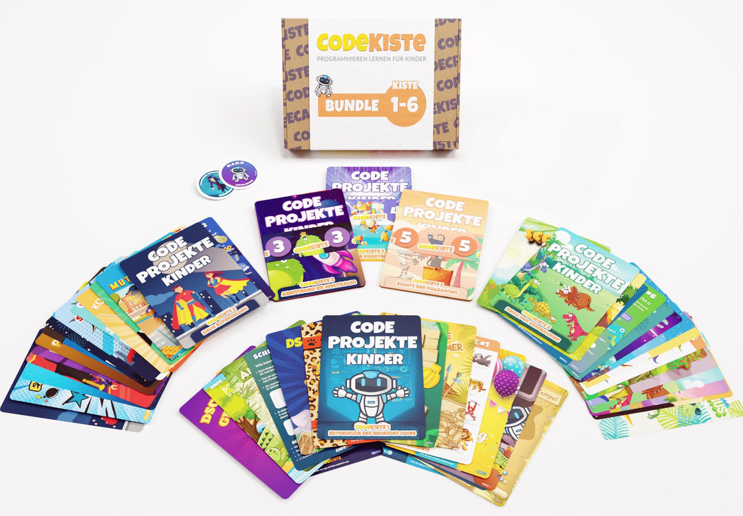 Bundle 1-6: Set mit Kisten Nr. 1 bis 6 - Programmieren Lernen für Kinder Coding-Bundle (Kiste Nr. 1-