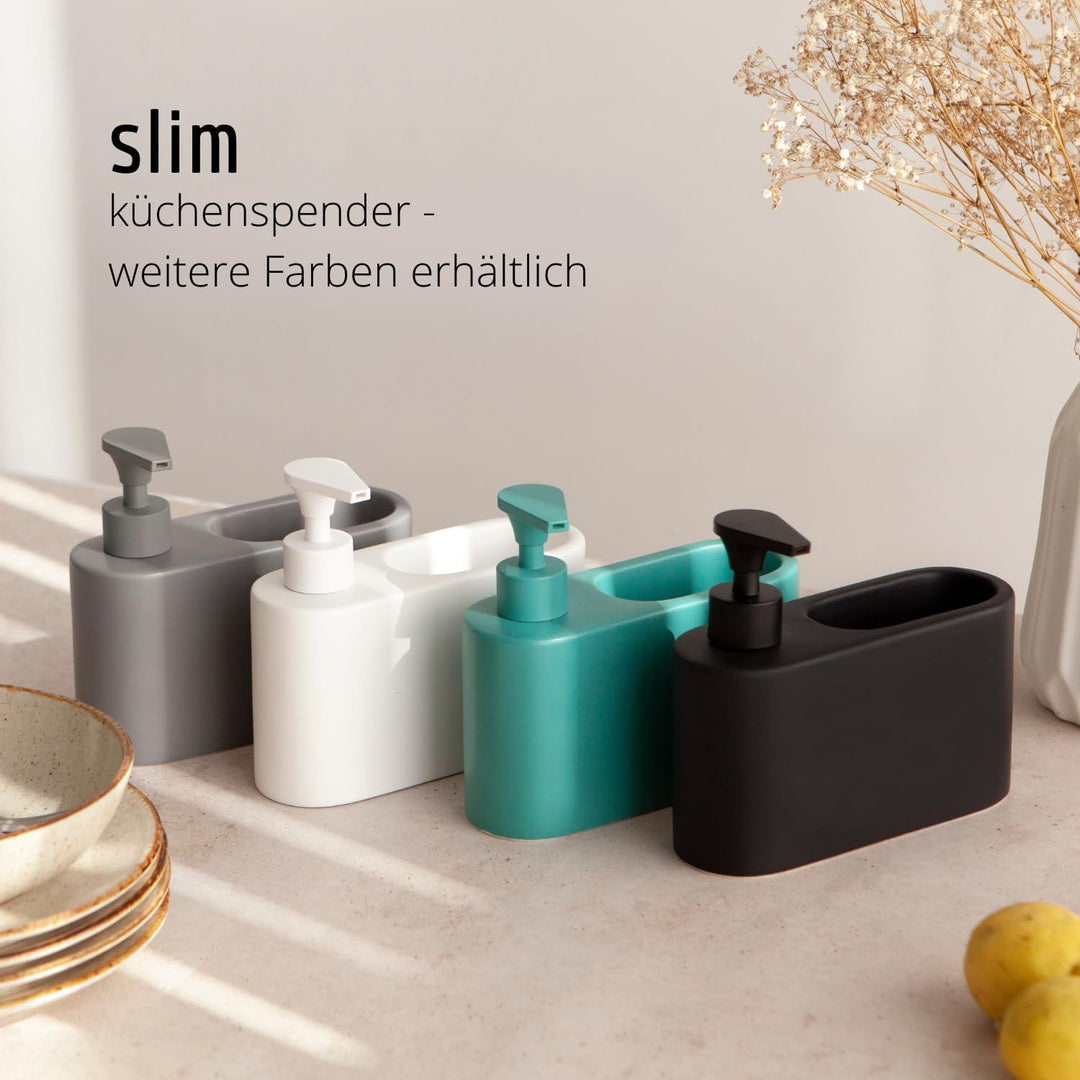 Spülmittelspender für Küche, Matt Schwarz Keramik Seifenspender, Spüli Spender, Spülspender und Soap