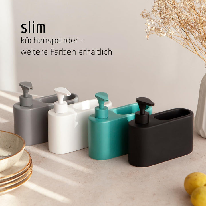 Spülmittelspender für Küche, Matt Schwarz Keramik Seifenspender, Spüli Spender, Spülspender und Soap