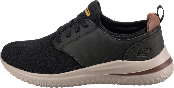 Skechers Herren Delson 3.0 Mooney Runde Zehenpartie, Bungee-Schnür-Slipper 42 EU Black Knitted Mesh,