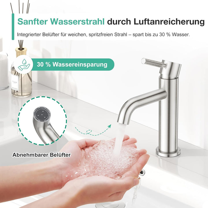 CREA Waschtischarmatur Bad für Waschbecken, Waschtisch Armatur Wasserhahn Bad Waschbeckenarmatur Bad