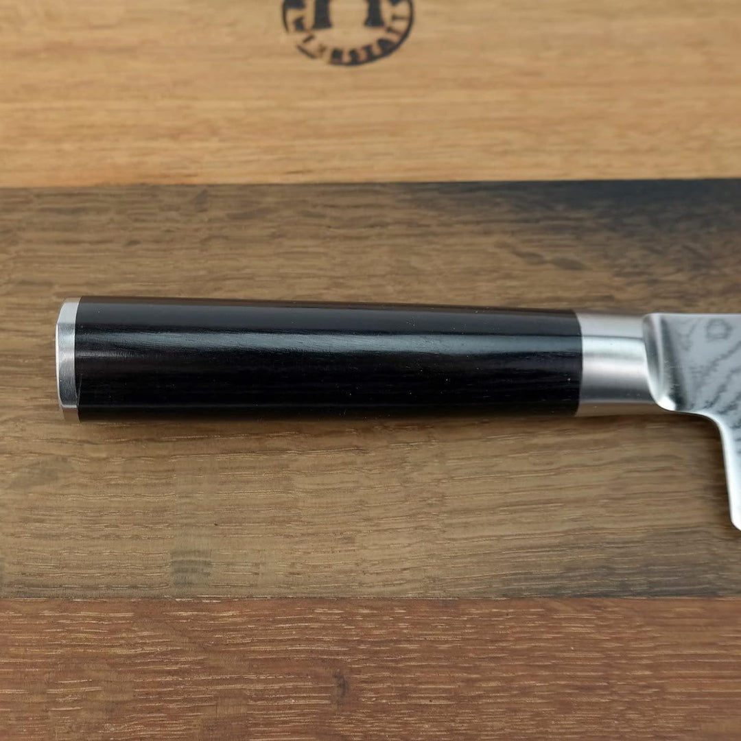 KAI Shun Classic Angebotsset ultrascharfes Santoku DM-0718 mit Kullenschliff 18 cm Klinge + Fassholz
