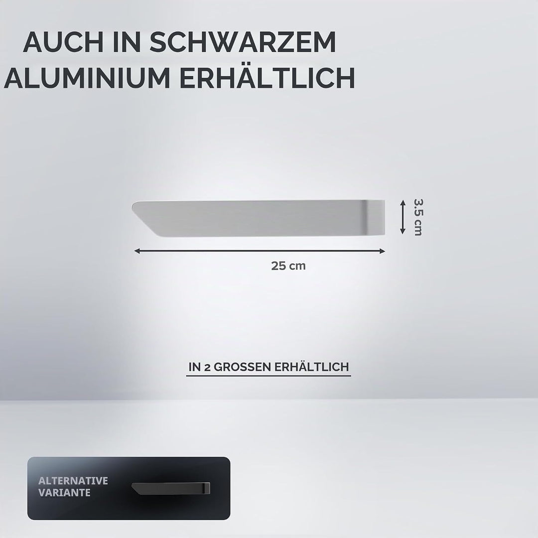 ovimar Handtuchhalter Ebelo Silber aus gebürstetem Aluminium | zum Kleben | 20cm | modernes Schlicht
