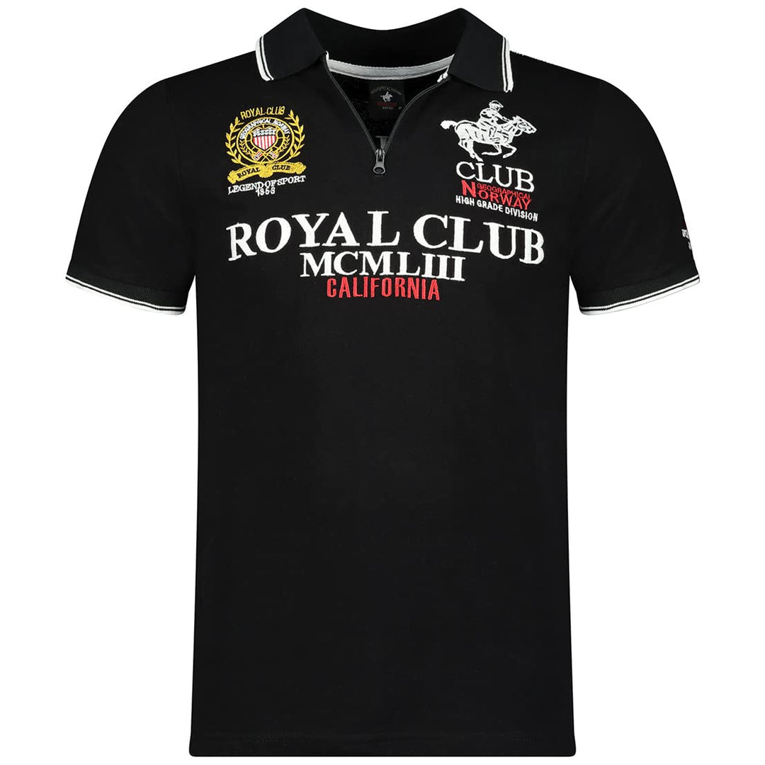 Geographical Norway KERATINE Men - Herren Classic Print Polo Shirt - Baumwolle Kurzarm Casual Zipped
