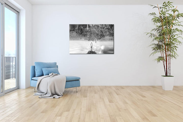 die Welt steht Kopf Format: 80x60 Effekt: Schwarz&Weiss als Leinwandbild, Motiv fertig gerahmt auf E