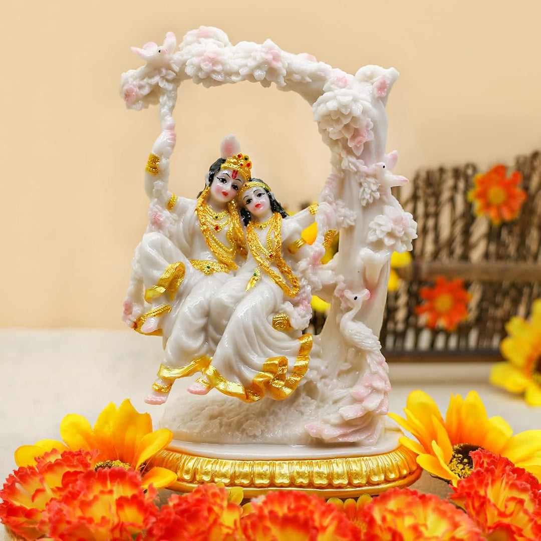 alikiki Indischer Gott Radha Krishna Statue - 17,0 cm H Indien Idol Radha Krishna Statue für indisch