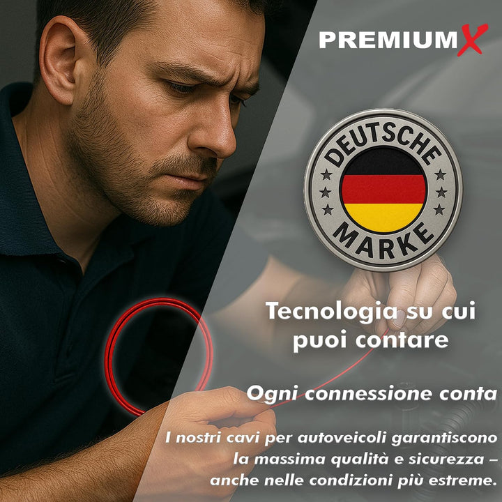 Premium X Fahrzeugleitung FLRY-B 10m 4mm² Rot I Flexible KFZ Kabel Litze I asymmetrisch konstruiert