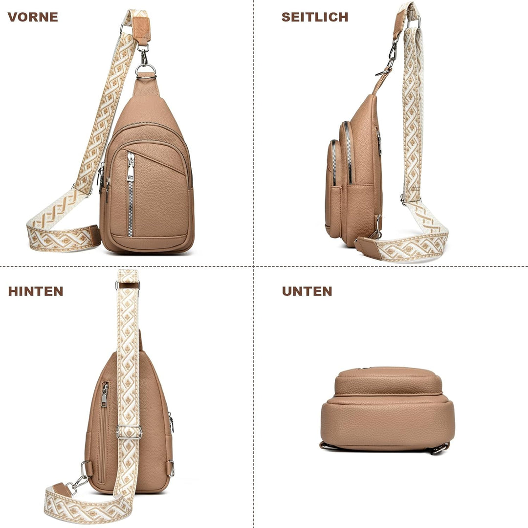 Travistar Brusttasche Sling Bag Damen Herren 2 in 1 Rucksack Damen Klein mit 2 Abnehmbare Schultergu