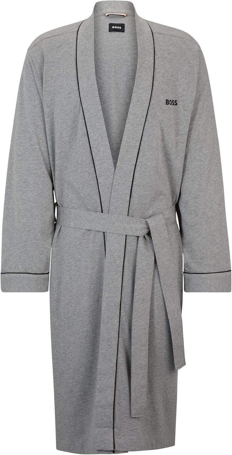 BOSS Bademantel Kimono aus weichem Baumwoll-Jersey XXL Medium Grey 033, XXL Medium Grey 033