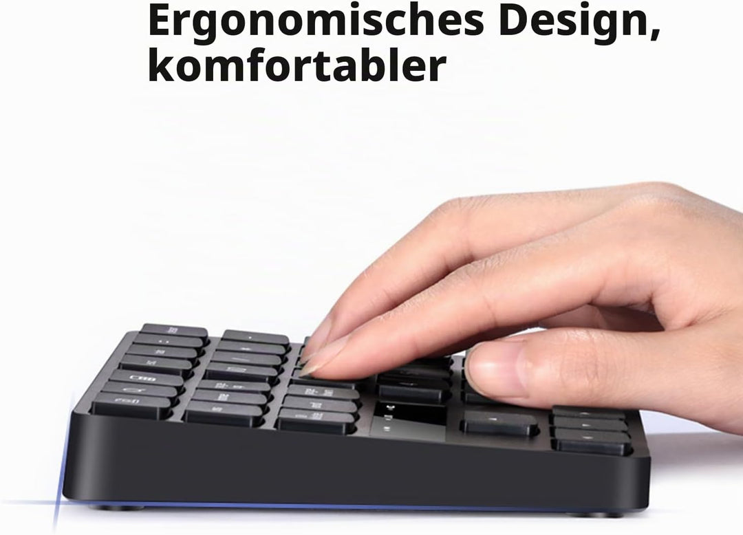 Kabelloser Nummernblock mit 35 Tasten, wiederaufladbare Mini-Tastatur für Laptop, Desktop-PC
