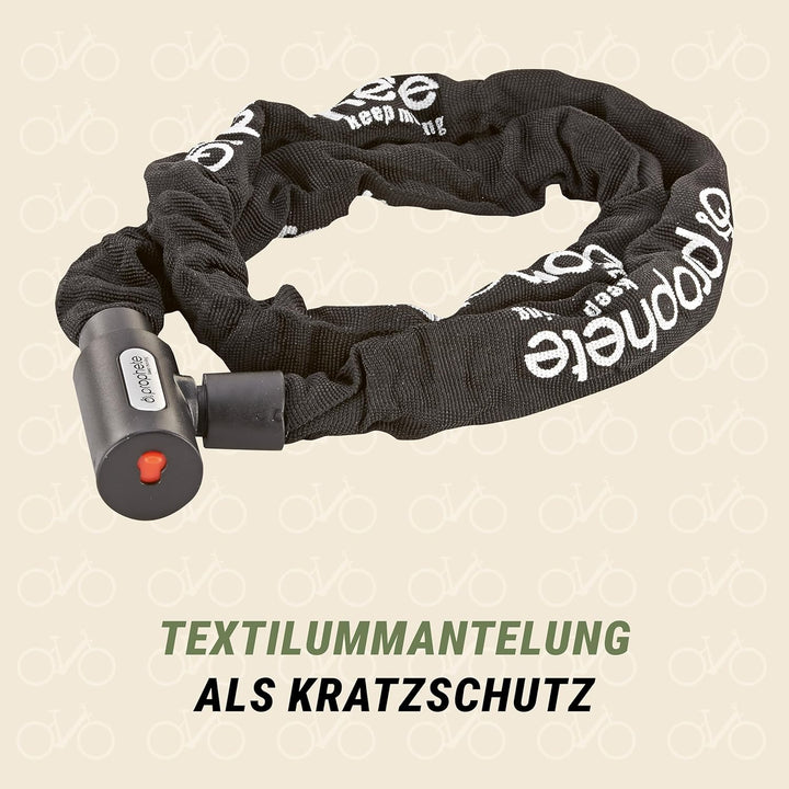 Prophete Fahrradschloss, Kettenschloss mit Schliessautomatik, Schlüsselwegfallsperre, Länge 120 cm,