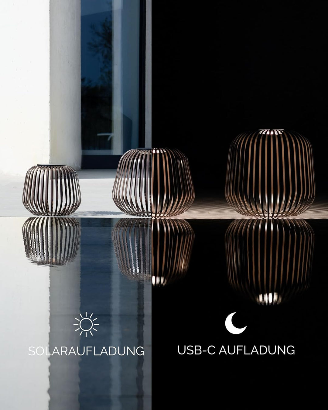 LUUK Studio Moderne LED Solarlampe, dimmbare Tischlampe für drinnen & draussen, IP65 wetterfest, Sol