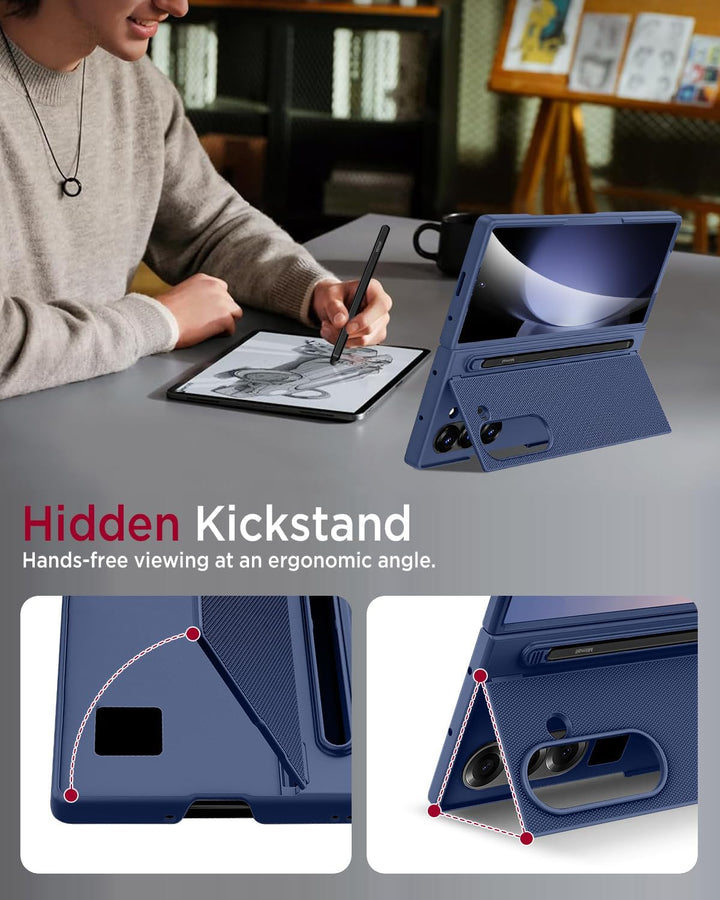 Miimall Kompatibel mit Samsung Galaxy Z Fold 5 Hülle mit S-Pen & Stifthalter, [HD Displayschutz] Ult