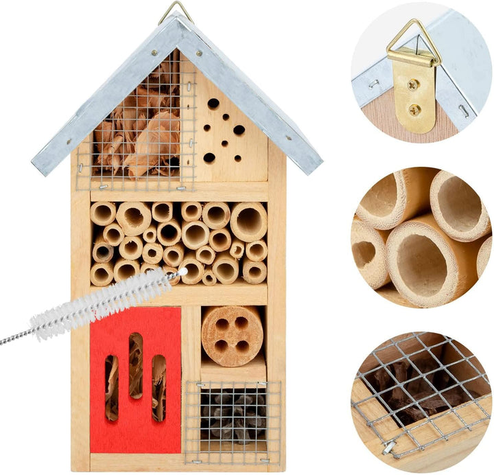 Niteangel Insektenhotel aus Naturholz für den Garten, Insektenhaus für Marienkäfer, Florfliegen, Sch