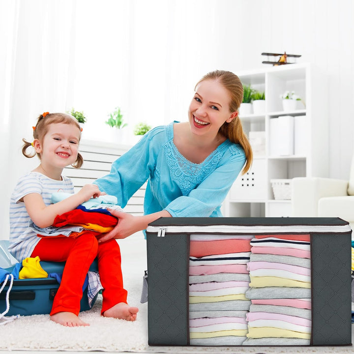 Budding Joy 4 Stück 90 L Storage Bags, Storage Boxes with Lid, Large, Moving Boxes, Foldable Underbe