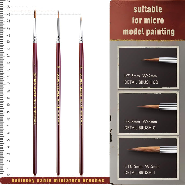 Golden Maple Kolinsky Sable Brushes - Professional Artist Small Fine Detail Paint Brushes for Miniat