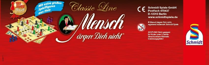 Schmidt Spiele 49085 Classic Line, Mensch ärgere Dich Nicht, mit extra grossen Spielfiguren aus Holz