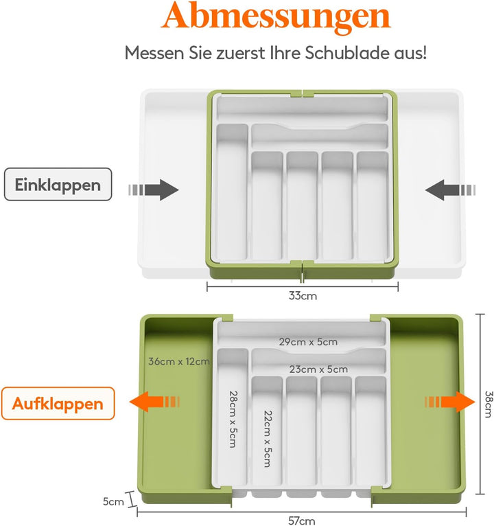 Lifewit Besteckkasten für Schubladen, erweiterbarer Besteckeinsatz für Küchenschubladen, verstellbar