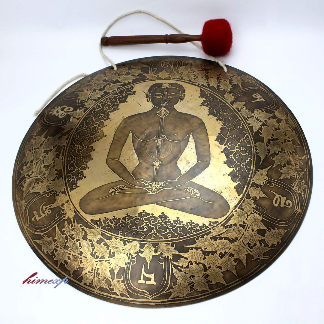 51 cm, 50,8 cm Chakra, geschnitzt, super Klang, tibetischer Tempel-Heilungsgong aus Nepal.