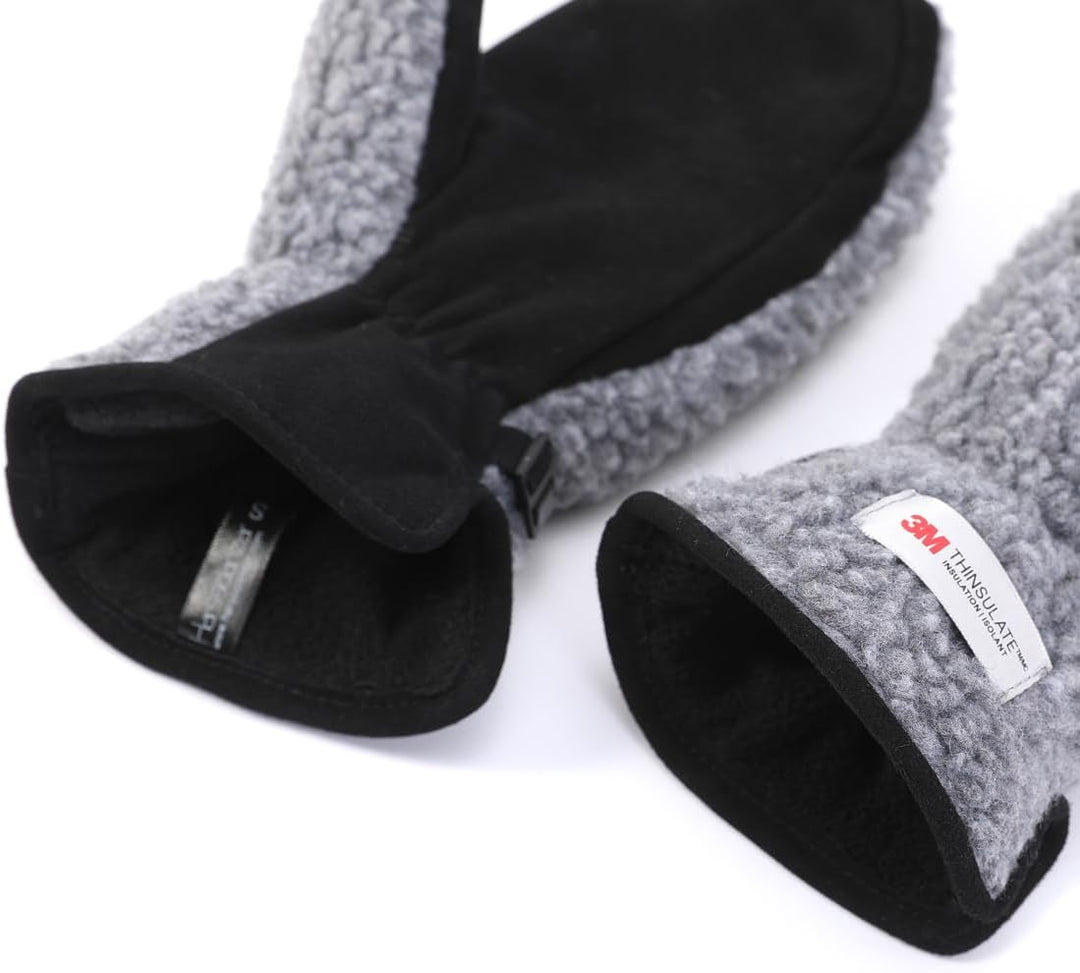 Harssidanzar Damen Winter Lederhandschuhe Outdoor Warm gefüttert Skifahren Fäustlinge SL020EU S Grau