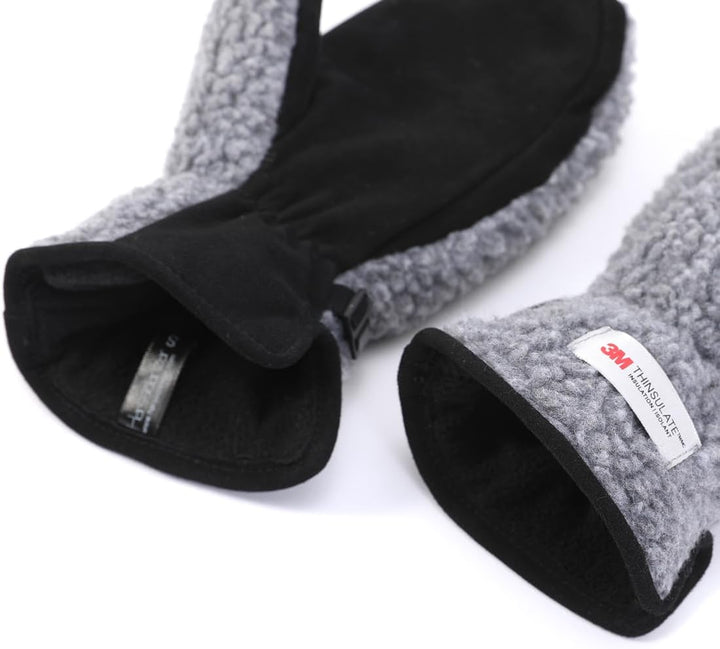 Harssidanzar Damen Winter Lederhandschuhe Outdoor Warm gefüttert Skifahren Fäustlinge SL020EU S Grau