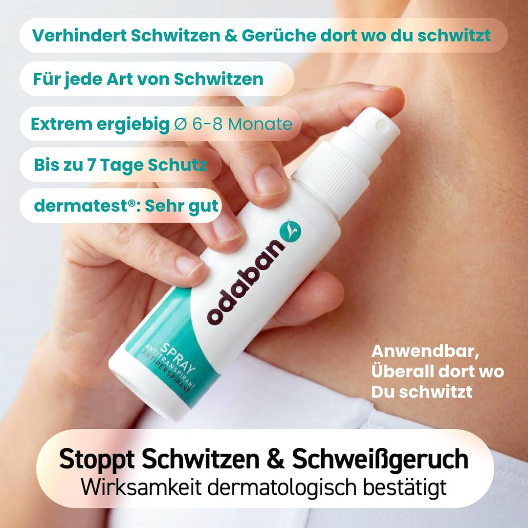 ODABAN Antiperspirant Deodorant Spray 30ml + Fuss- und Schuhpuder 50g