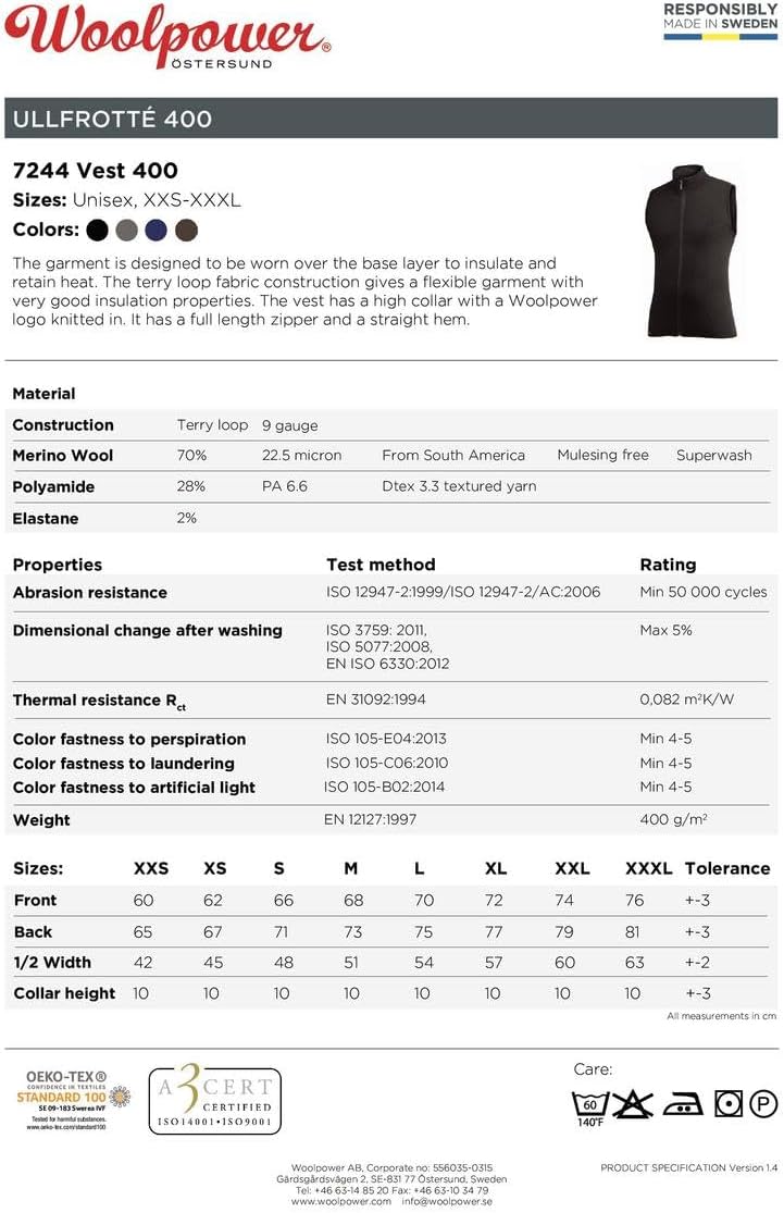 Woolpower Vest 400, Schwarz