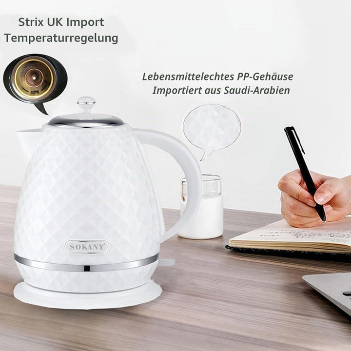 SOKANY SK-1032 2200W Wasserkocher, 1,7L Teekocher, herausnehmbarer Kalkfilter, Auto-Off, Wasserstand