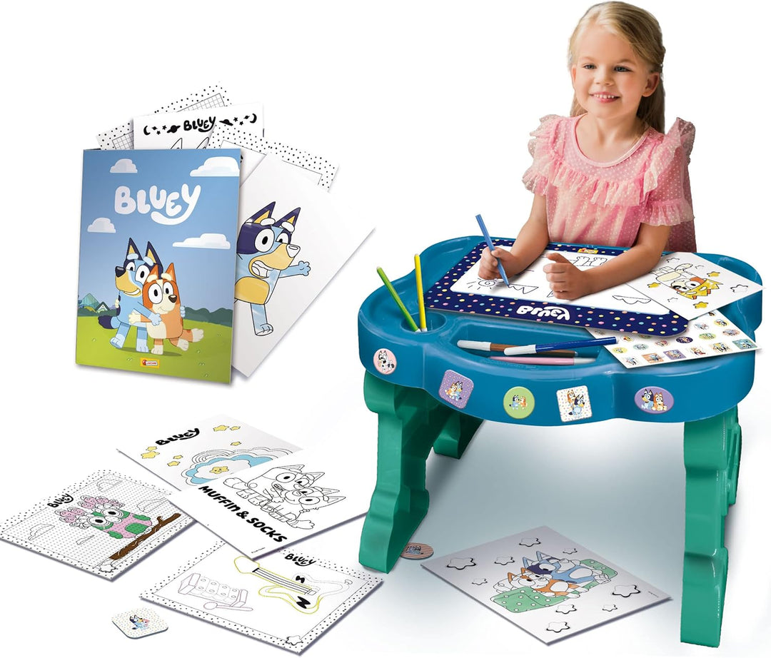 Lisciani - BLUEY - KREATIVSCHREIBTISCH - Kreativset für Kinder ab 3 Jahren - Malbuch Bluey, Sticker,