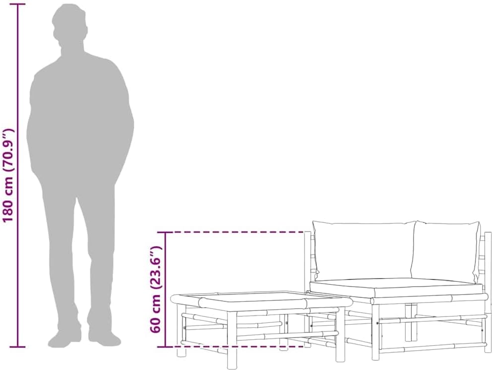vidaXL Gartenmöbel 2-TLG. mit Dunkelgrauen Kissen Lounge Sofa Tisch Beistelltisch Sitzgruppe Ecksofa