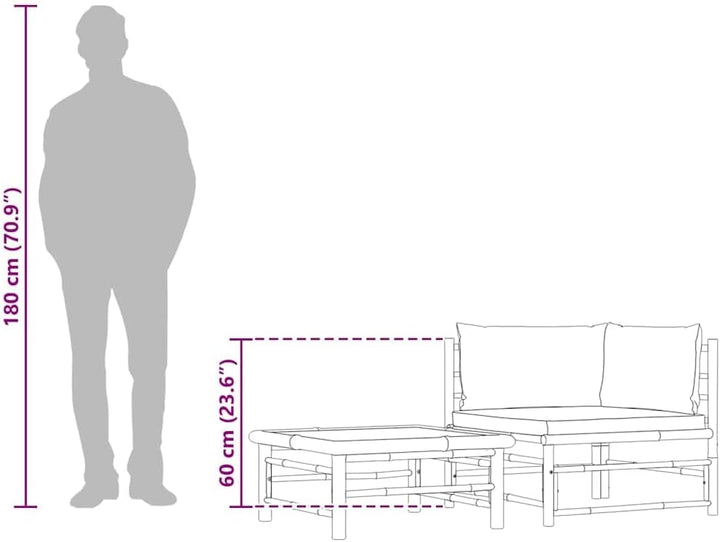 vidaXL Gartenmöbel 2-TLG. mit Dunkelgrauen Kissen Lounge Sofa Tisch Beistelltisch Sitzgruppe Ecksofa