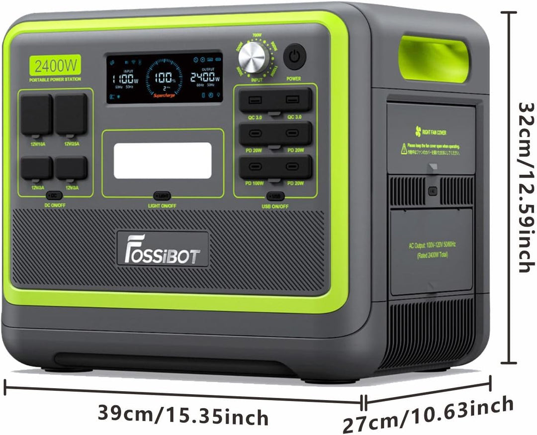 FOSSIBOT Powerstation 2400W AC Ausgängen (4800 W Peak) F2400, Stück mit 200W Solarpanel Power Statio
