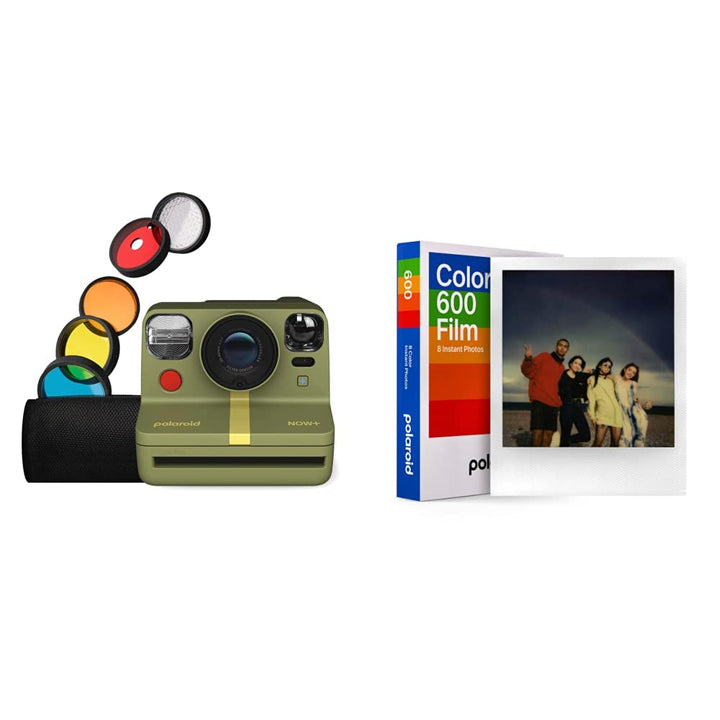 Polaroid Now+ Gen 2 Sofortbildkamera - Waldgrün & Color Film für 600 Bundle mit B&W Film, Bundle mit