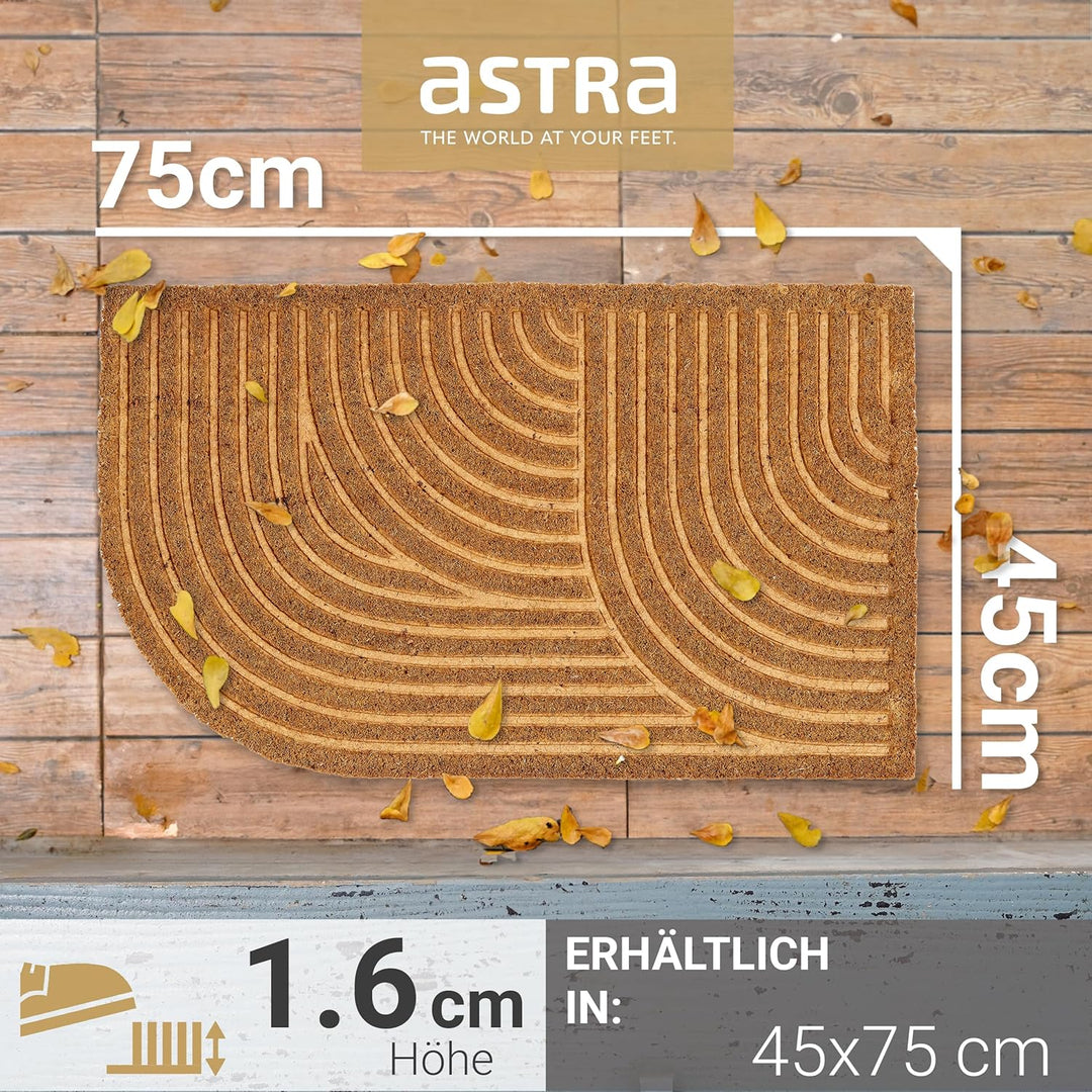 Moderne Fussmatte Haustür - Kokosmatte 2er Set 45x75cm Abgerundet Natur - rutschfeste Schmutzfangmat