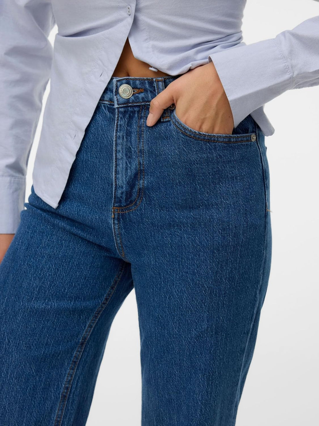 VERO MODA Damen Jeans 27W / 34L Medium Blue Denim, 27W / 34L Medium Blue Denim