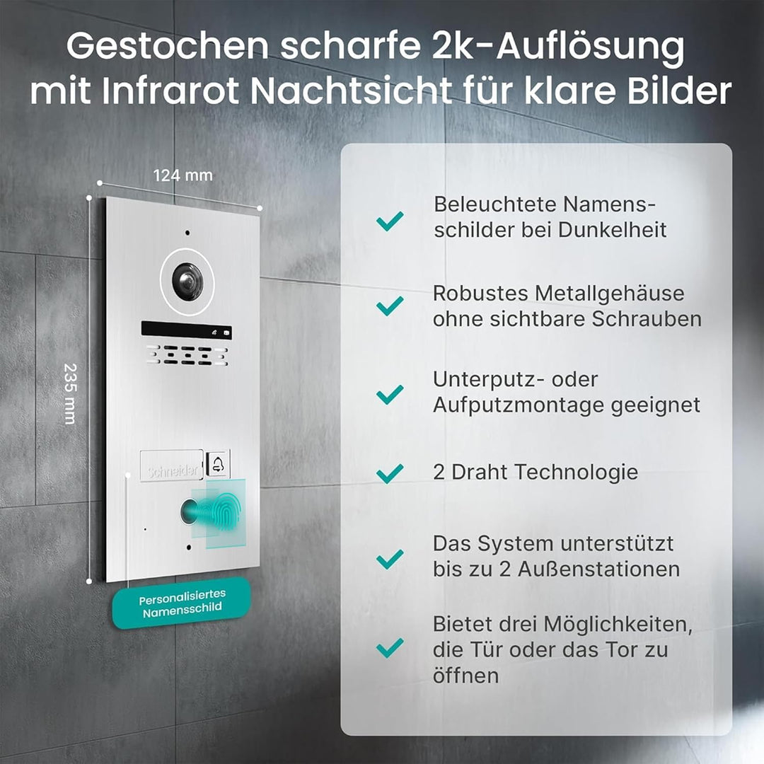 MATHFEL 2 Draht Bus WLAN Video Türsprechanlage, Fingerprint mit Bluetooth-Funktion, Gegensprechanlag